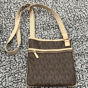 Michael Kors Tan and Brown Messenger Bag